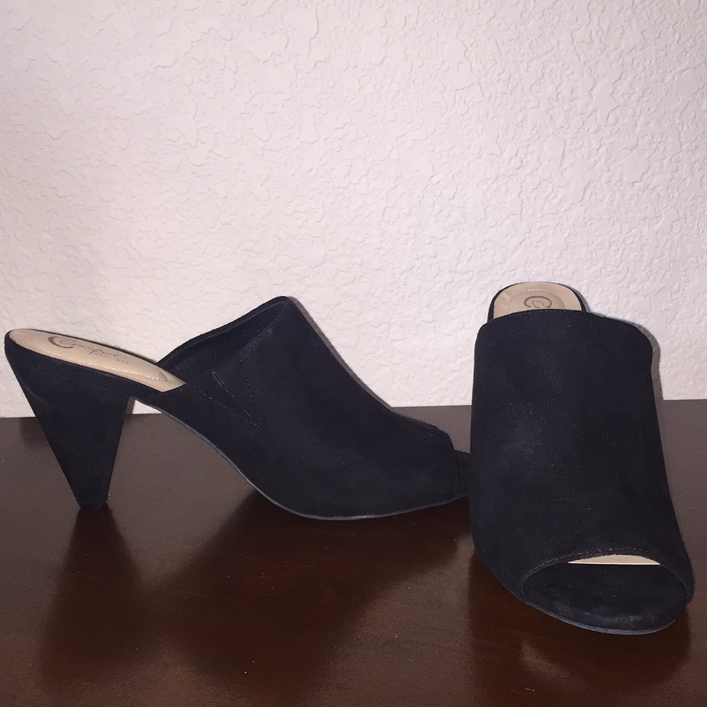 Geometric Black Heeled Sandals